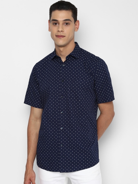

Allen Solly Men Navy Blue Slim Fit Opaque Printed Pure Cotton Casual Shirt