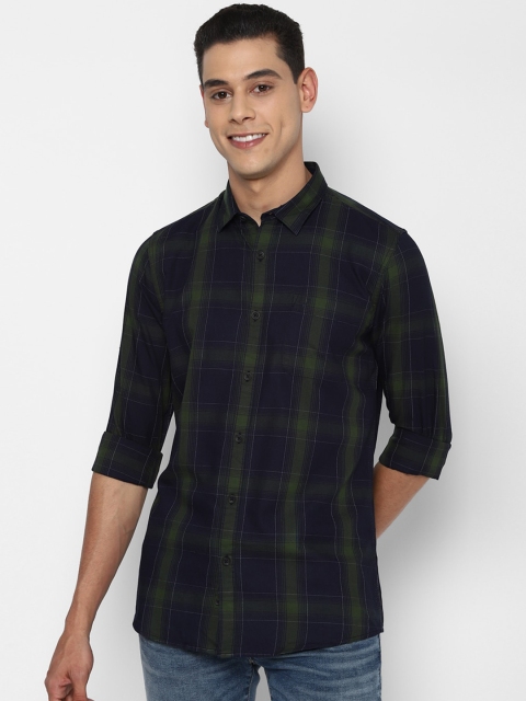 

Allen Solly Men Navy Blue Slim Fit Tartan Checks Opaque Checked Casual Shirt