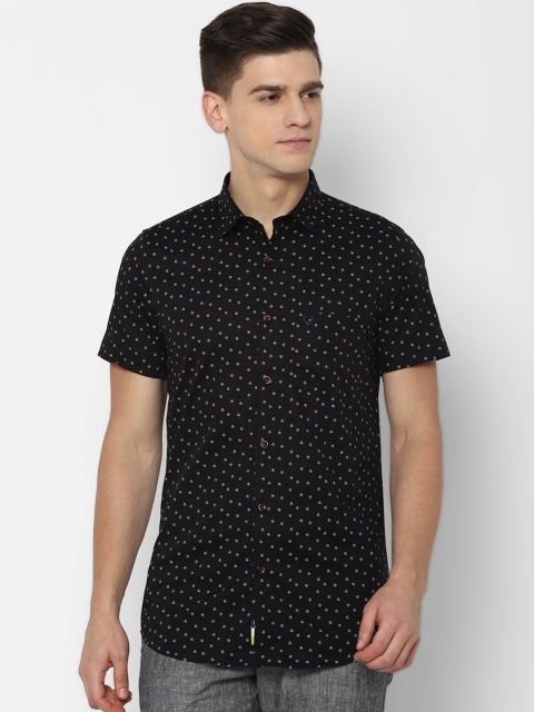 

Allen Solly Men Black Slim Fit Opaque Printed Cotton Casual Shirt