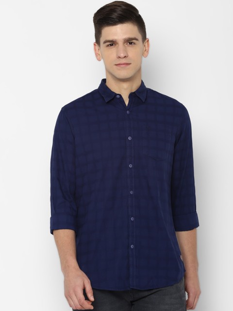 

Allen Solly Men Navy Blue Slim Fit Opaque Checked Casual Shirt