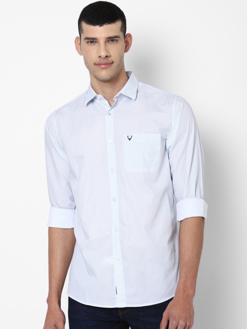 

Allen Solly Men Blue Slim Fit Opaque Printed Pure Cotton Casual Shirt