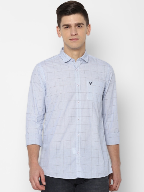 

Allen Solly Men Blue Slim Fit Windowpane Checks Opaque Checked Casual Shirt