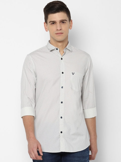 

Allen Solly Men Cream-Coloured Slim Fit Opaque Printed Casual Shirt