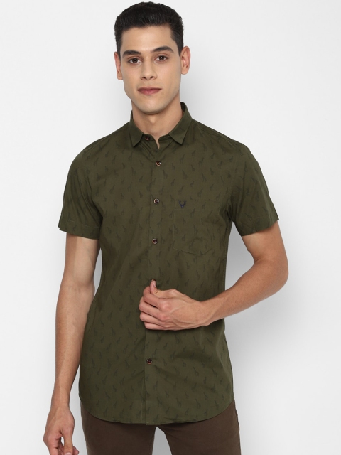 

Allen Solly Men Olive Green Slim Fit Opaque Printed Casual Shirt