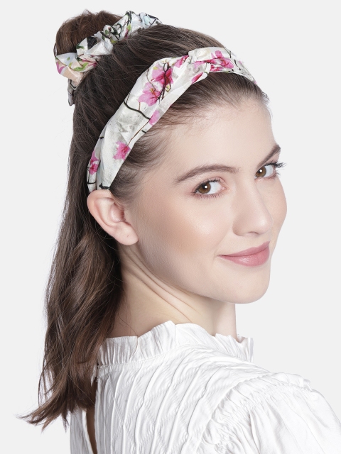 

Elaa Women White Hairband with Ponytail Holder