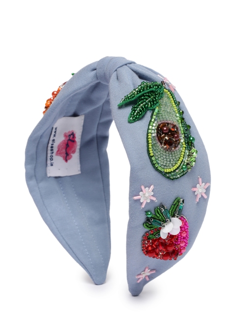 

Elaa Women Blue Betty Cooper Embroidered Hairband