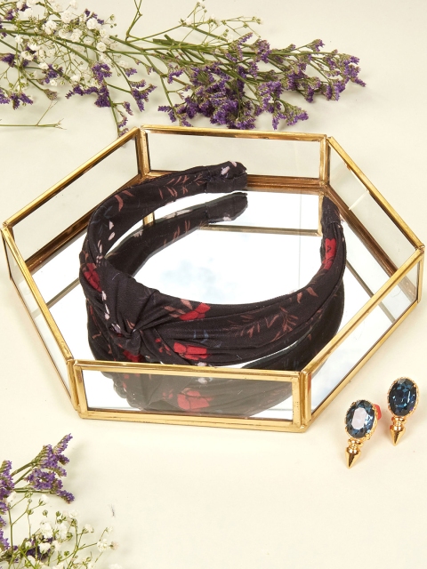 

Elaa Women Black Floral Print Knot Detailed Cotton Hairband