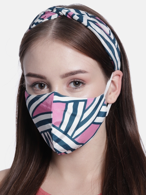 

Elaa Women Pink & Blue Hairband & Mask