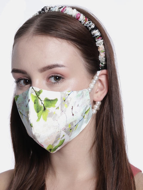 

Elaa Women White & Multicoloured Hairband with Mask