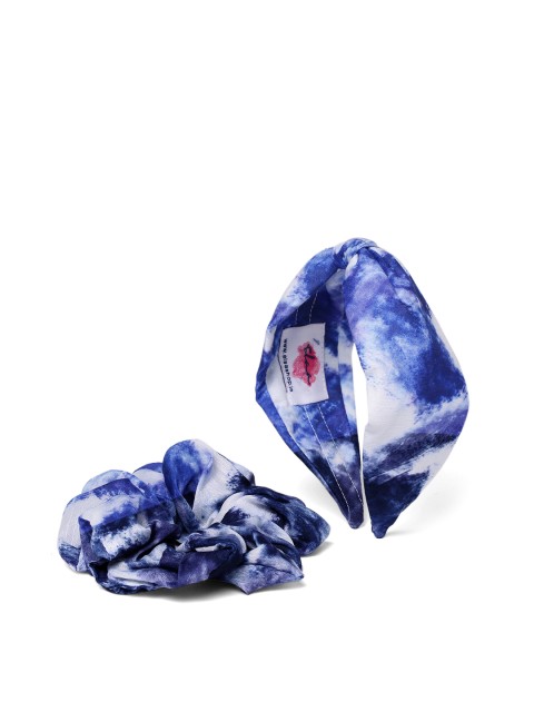 

Elaa Women Blue & White Set of 2 Hairband & Scrunchie