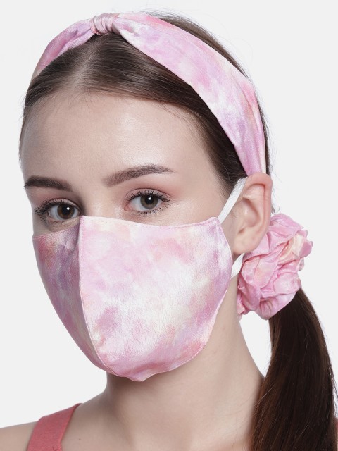 

Elaa Women Multicoloured Hairband with Ponytail Holder & Mask, Multi