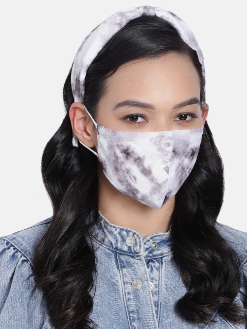 

Elaa Women Black & White Hairband with Mask
