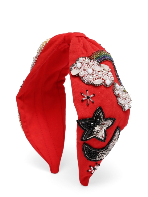 

Elaa Women Coral Betty Cooper Embroidered Hairband