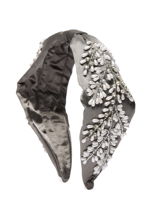 

Elaa Women Grey Satin with Intricate Veil Embroidery Hairband