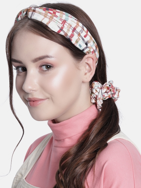 

Elaa Women White & Multicoloured Set of Hairband & Scrunchie