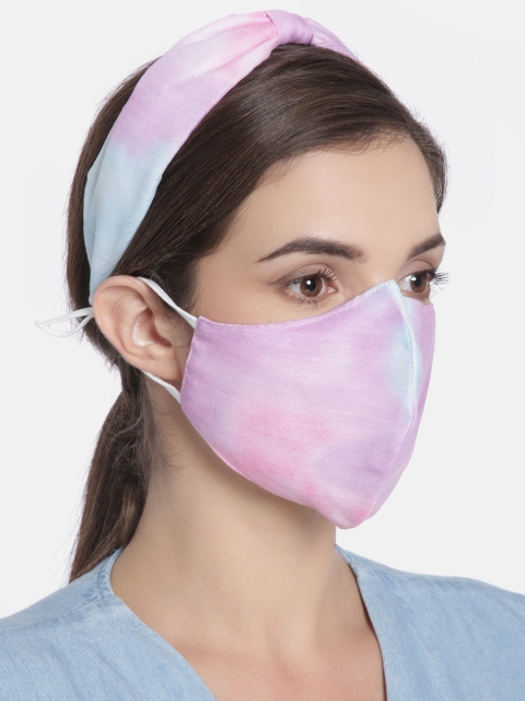 

Elaa Women Blue & Pink Hairband with Mask