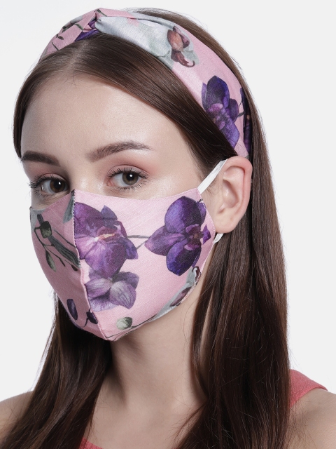 

Elaa Women Pink Hairband With Mask