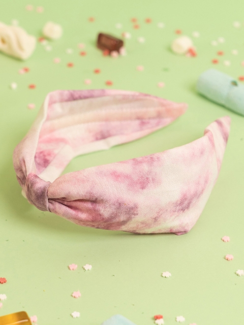 

Elaa Girls Pink & White Tie & Dye Pure Cotton Hairband