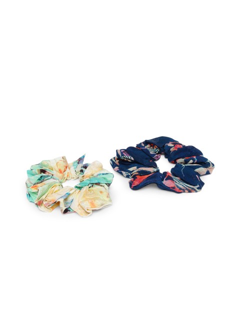 

Elaa Women Cream-Coloured & Navy Blue Set of 2 Ponytail Holders