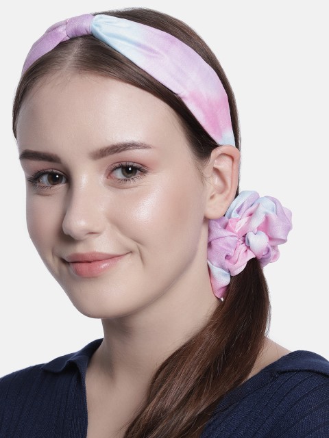 

Elaa Women Turquoise Blue & Pink Set of 2 Hairband & Scrunchie
