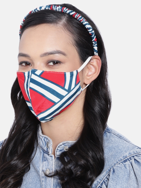 

Elaa Women Red & Blue Hairband With Mask