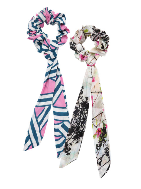 

Elaa Women White & Blue Set of 2 Ponytail Holders