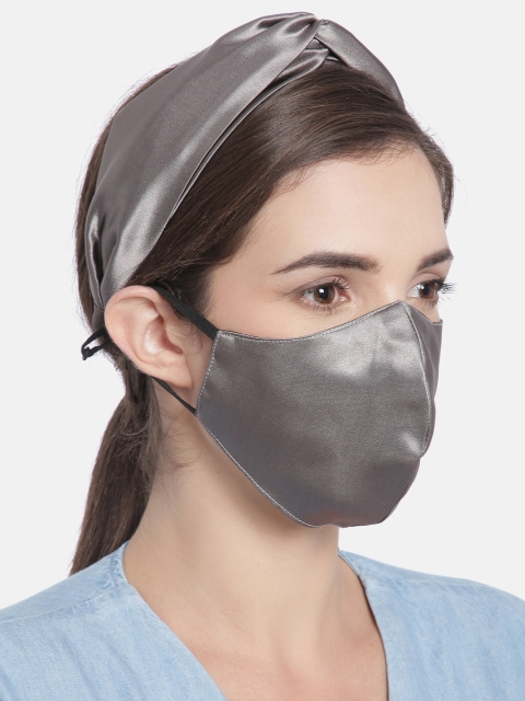 

Elaa Women Grey Hairband with Mask