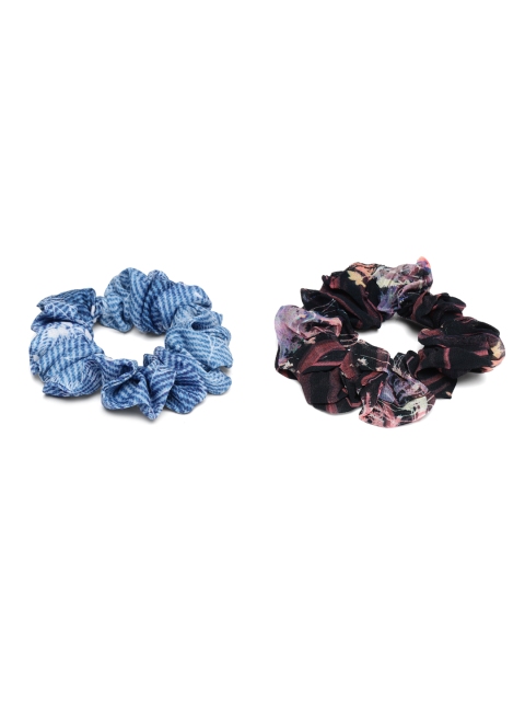 

Elaa Women Set of 2 Black & Blue Ponytail Holders