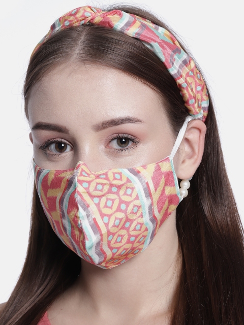 

Elaa Women Peach-Coloured & Multicoloured Hairband with Mask