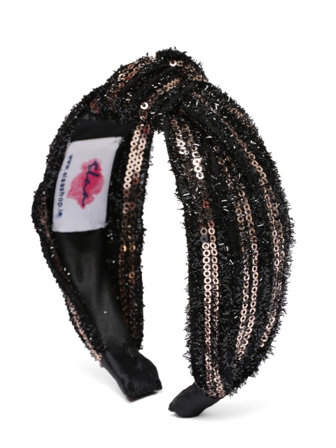 

Elaa Women Black & Gold-Toned Sequined Hairband