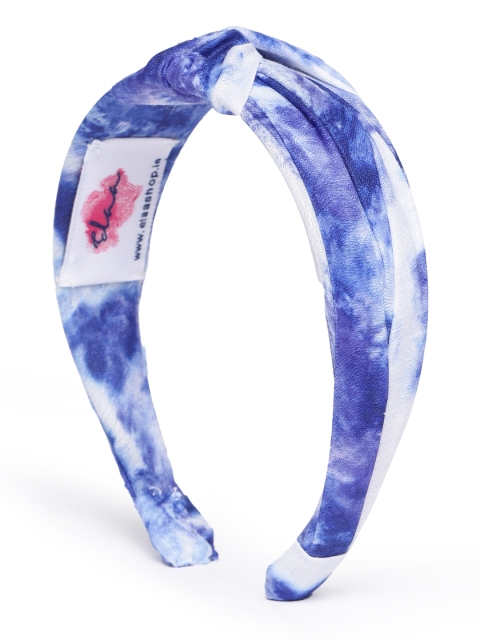 

Elaa Women Blue & White Tie & Dye Cotton Hairband