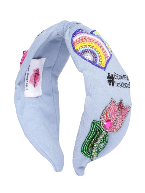 

Elaa Women Blue Hearts and Tulip Embellished Hairband