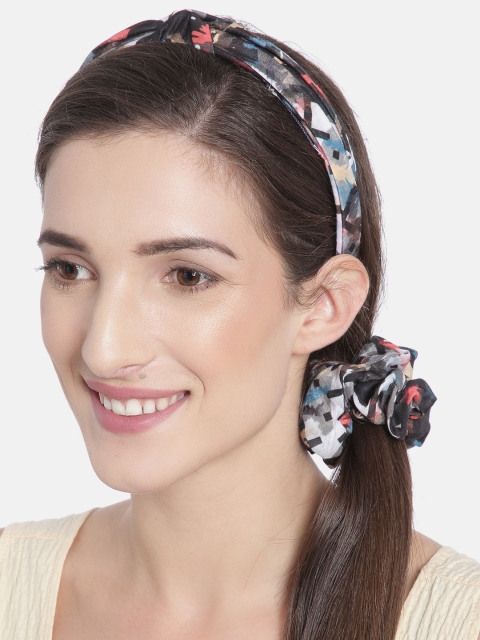 

Elaa Women Black & Multicoloured Set of 2 Hairband & Scrunchie