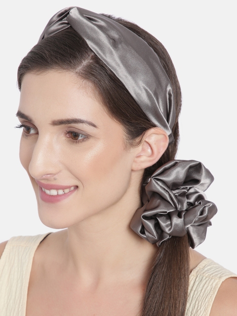 

Elaa Women Grey Set of 2 Hairband & Scrunchie