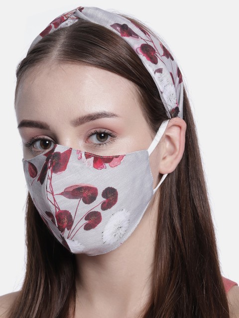 

Elaa Women Grey & Brown Hairband with Mask