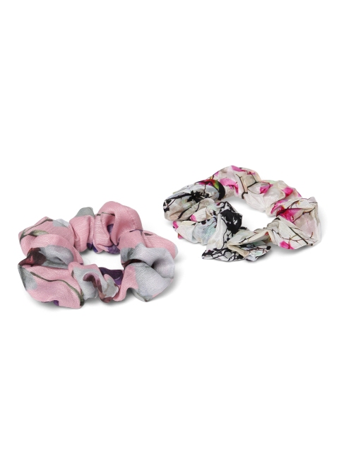 

Elaa Women White & Pink Set of 2 Ponytail Holders