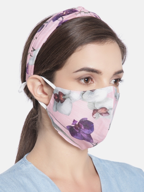 

Elaa Women Pink & Purple Hairband with Mask