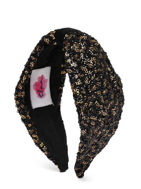 

Elaa Women Black & Gold-Toned All Over Intricate Sequins Detail Embellished Hairband
