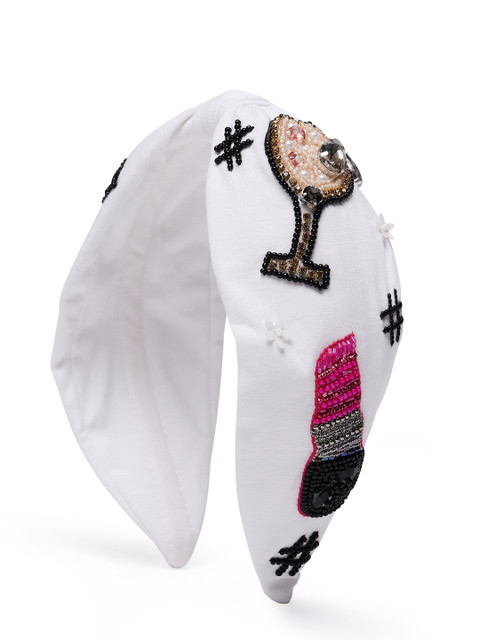 

Elaa Women White Jersey With Embroidery-Perfume Hairband