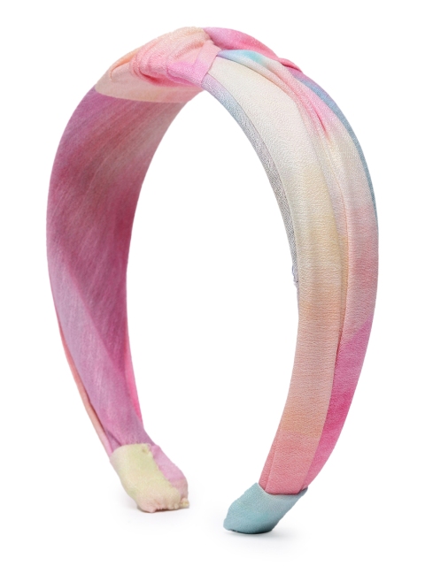 

Elaa Women Pink & Yellow Tie & Dye Ombre Cotton Hairband