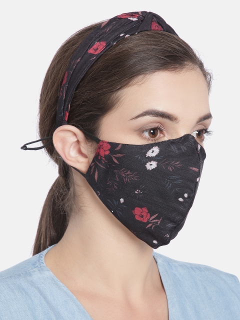 

Elaa Women Black Hairband with Mask