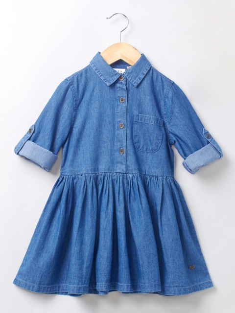 

Ed-a-Mamma Blue Fit and Flare Denim Dress
