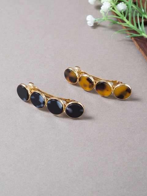 

Golden Peacock Women Black & Brown Set of 2 French Barrettes