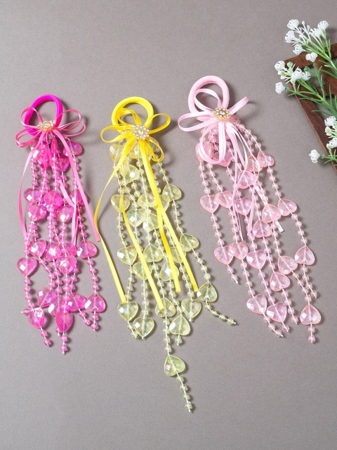 

Golden Peacock Girls Pink & Yellow Set of 3 Ponytail Holders