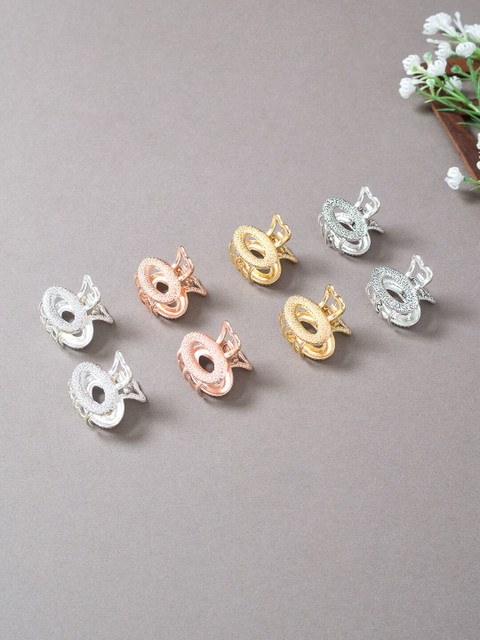 

Golden Peacock Women Set of 8 Pink & Gold-Toned Claw Clips