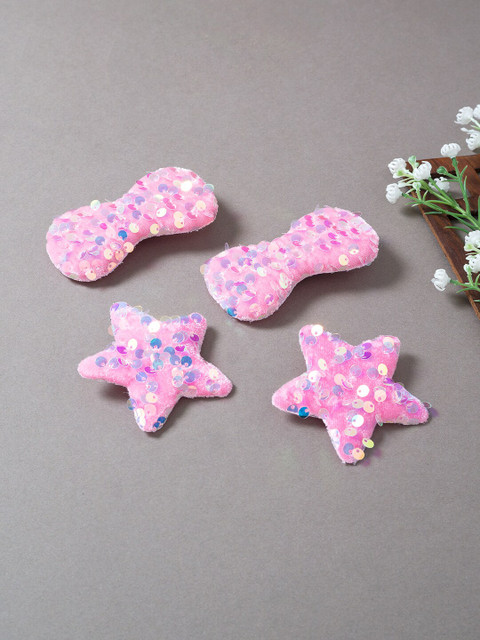 

Golden Peacock Girls Set of 4 Pink Embellished Alligator Hair Clip