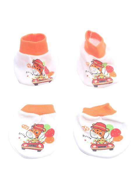 

Spiky Infants Pack Of 2 White & Orange Printed Mittens