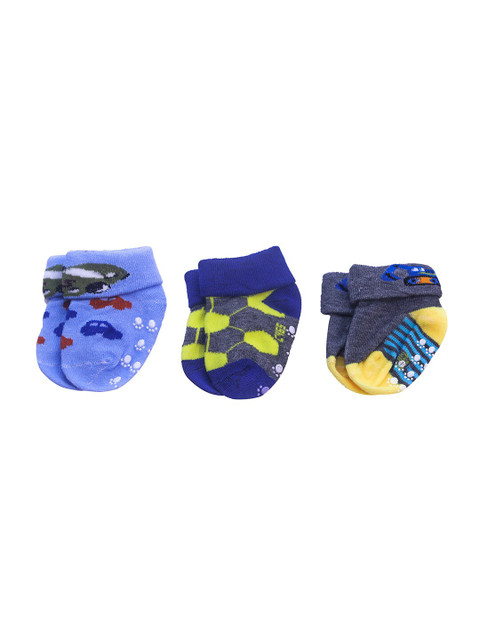 

Spiky Kids Set of 3 Multicolored Patterned Cotton Socks, Multi