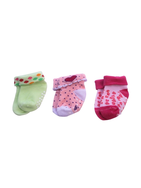 

Spiky Unisex Infants Green & Pink Set of 3 Printed Cotton Socks
