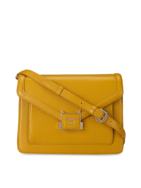 

Da Milano Yellow Leather Structured Sling Bag